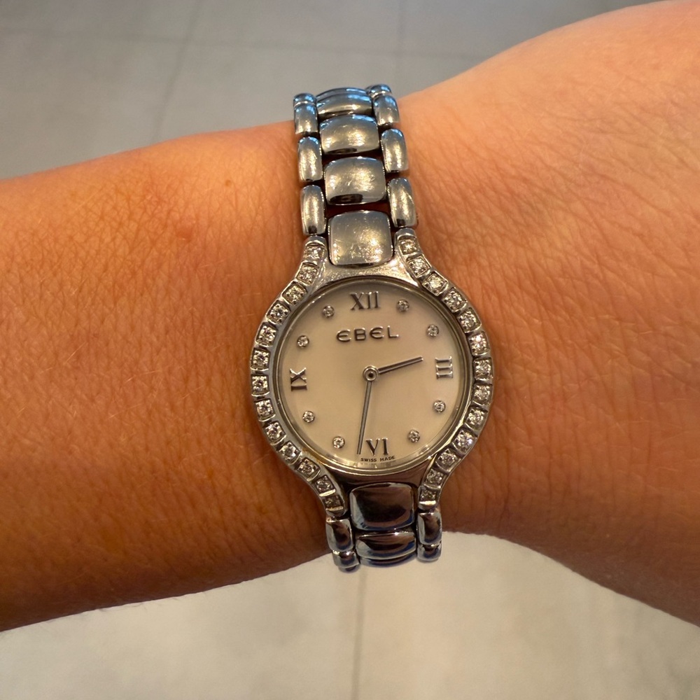 Ebel Silver beluga Watch with Diamond Details mother of pearl